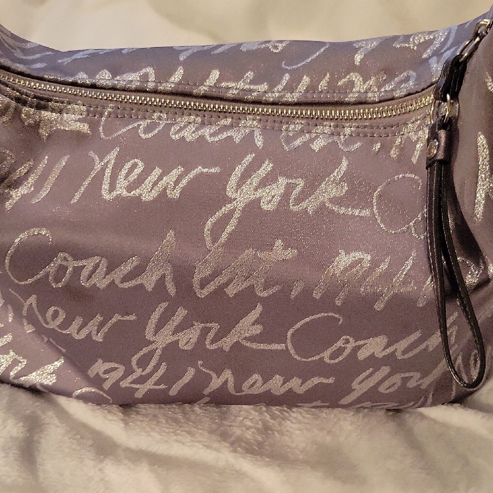 Coach Silver Limited Edition Shoulder Bag w/Elegant Script Pattern, Hangtag - Picture 6 of 15